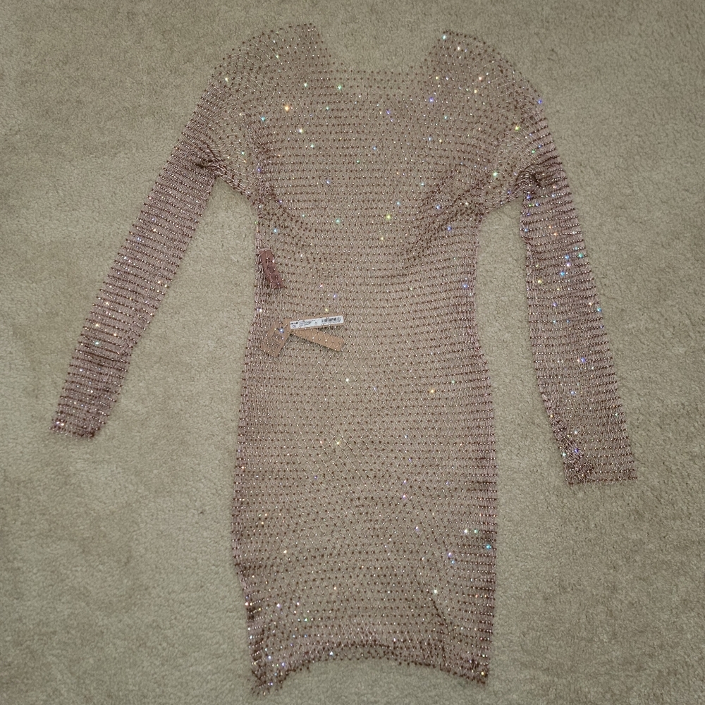 SKIMS Rhinestone Cover-Up Long Sleeve Dress Cinnamon NWT M-XL